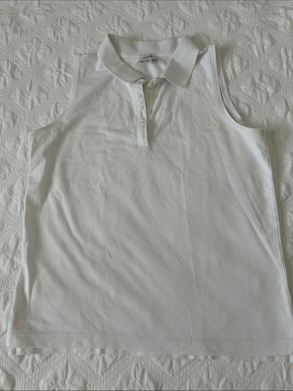 J. Crew White Sleeveless Polo Tank Top, Size S.